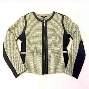 🆕 Alfani tweed collarless knit green jacket